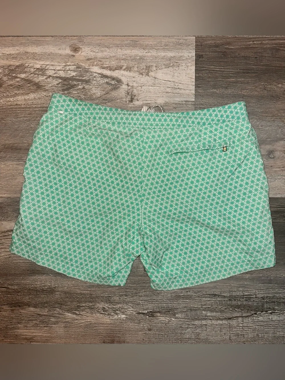 J. Crew Mint Green Patterned Swim Shorts